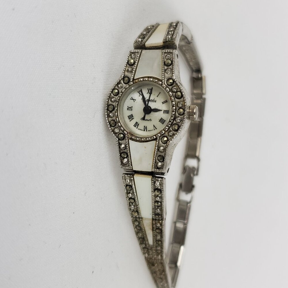 Xanadu Vintage Silver Tone Stainless Steel Case Mother of Pearl Watch